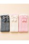 3-Piece Girls' Socks Set with Pompom and Bow Detail, Pink, Gray, White