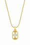 Women's Yellow Color Non-Tarnish Steel Necklace - Geometric with Zircon Stones 50 cm