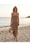 Summer Halter Neck Backless Knitwear Dress - 3