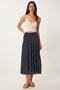Floral Thin Summer Viscose Skirt Lub0371 Dark Blue White - 2