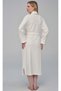 Women's Shawl Collar Chest Embroidered Natural Bamboo Cotton Dressing Gown - 4