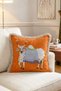 Fancy Cow Pattern Fringed Throw Pillow Cover - Cream Tassels Orange Background Pillow Cover - 3