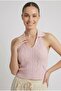 Women's Polo Neck Backless Crop Blouse