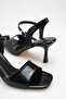Black Wrinkled Single-Strap Open-Back Goblet High-Heeled Evening Dress Sandals - 5