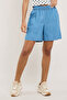 Washed Denim Shorts with Elastic Waist