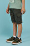Solid Cargo Shorts with Button Closure - 3