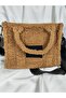 Totebag Written Beige-Cream Plush Cross Strap Large Volume