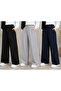 3-Piece Black Gray Navy Blue Wide Leg Sweatpants for Daily Use Plus Size