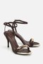 Women's brown gold Accessory Detail high heeled evening shoes - 2