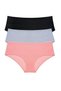 3 Pieces Women's High Waist Bato Panties Black Gray Powder