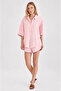Muslin Women's Oversize Shirt |   Pink Mks166965-01 - 4