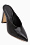 Betti Black Closed-Front Pointed-Toe Women's Heeled Slippers
