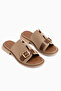 Gretha Beige Suede Buckle Women's Slippers - 3
