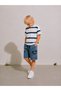 Boys Striped T-Shirt and Cargo Jean Shorts Set - 6