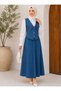 Hijab Denim Vest Shirt Skirt Set