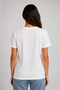Women's White Crew Neck Short Sleeve Blue Bird Printed Beaded Stone Embroidered Cotton Pinterest T-Shirt - 3