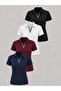 Polo Collar Striped Short Sleeve Body T-Shirt Lycra Set of Four