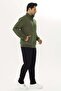 Men's Cotton Stripe Detailed Stand Collar Tracksuit Set Khaki-9524 - 4