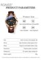 Mens Chronograph Quartz Watch Luxury Leather Strap Black Dial Rose Gold Bezel Waterproof Luminous Analog Wristwatch Perfect Gift for Men Rose Gold Black - 4