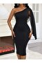 Women's One-Shoulder Open-Shoulder Cape Midi Imported Crepe Dress - 6