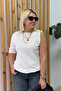 White Single Sleeve Accessory Detailed Viscose Plain Knitwear - 3