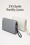 Zyn04 Set of 2 Women's Portfolio Handbag with Wrist Strap Stylish Portfolio Clutch Bag Set Gray/White