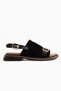 Cilia Genuine Leather Black Suede Women's Sandals with Buckle Detail - 2