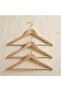 Triple Wooden Premium Tabletop Set — Natural Modern Clothes Hanger with Gold Hooks, Stylish Design - 8