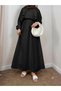 Hijab Dress Ruffle Detailed Elastic Waist Modal Fabric Flight Flight Comfortable Cut Summer Maxi Dress Black - 3