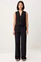 Women's Plus Size V-Neck Sleeveless Tie Linen-Look Vest Wide-Leg High-Waist Pants Set - 4