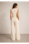 Women's Ecru Double-Breasted Vest and Trousers Set - 7