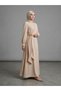 Women's Stylish Premium Cream Long Hijab Dress with Waist Detail