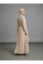 Women's Stylish Premium Cream Long Hijab Dress with Waist Detail - 5
