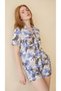 Multi-Colored Leaf Pattern Woven Short Sleeve Front Button Shorts Set - 3