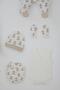 Baby Boy Hospital Release Pack of 8 Cute Baby Teddy Bears Patterned 0-3 Months, Ecru - 6
