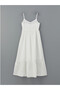New Season White V-Neck Floral Embroidered Rope Strap Dress - 2