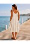 Women's Summer Comfortable Cut Dress with Straps and Pockets - 2