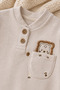 Organic Cotton Baby Boy Lion Embroidered Pocketed Booties Jumpsuit and Hat Set - 3