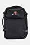 Men Brand Logo Backpack With USB Charging, Black