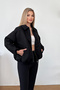 Women's Shirt Collar Zippered Double Pocket Suede Jacket Black - 0733 - 2