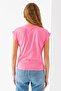 Women's Crew Neck Printed Cotton T-Shirt Pink - 925009 - 4