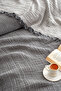 4 Layer Muslin Bedspread - 100% Cotton, King Size, Double-Sided Muslin Pique - 240X260 cm - Gray - 2