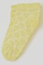 Girls' Booties Socks with Heart Pattern, 5-12 Years, Yellow - 3