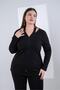 Plus Size Women's Collar Detailed Brown Blouse - 8
