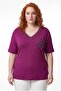 Women's Plus Size Purple Blouse with Collar and Pocket Stones - 2