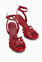 Eleni Red Ankle Buckle Women's Heeled Shoes - 5
