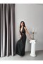 Black Polka Dot Halter Neck Dress with Transparent Waist Detail - 6