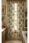 Green French Country Patterned Single Panel Background Curtain with Cornice, Single Panel with 3 Edges and Tassels, Vintage Country Curtain (Width X Length) with Laces as a Gift - 3