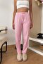 Women's elastic waist striped patterned pajama bottoms pink - 2059 - 2