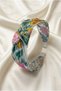 White Knotted Headband with Pastel Floral Embroidery - 2